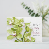 Groene Cymbidium Orchidee Huwelijksreactie RSVP Ka Kaartje (Staand voorkant)