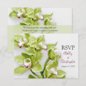 Groene Cymbidium Orchidee Huwelijksreactie RSVP Ka Kaartje (Voorkant / Achterkant)