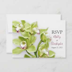 Groene Cymbidium Orchidee Huwelijksreactie RSVP Ka Kaartje