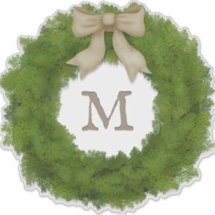 Groene Cypress met standaard monogram Sticker
