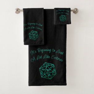 Groene D20-ritmes   Fantasy Tabletop Gamer Dice Bad Handdoek