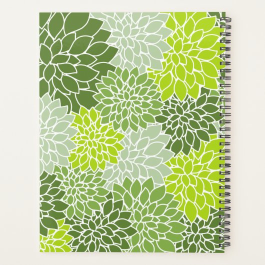 Groene dahlia bloemen, bloemmotief, Jouw naam Planner (Achterkant)