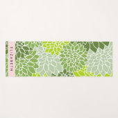 Groene dahlia bloemen, bloemmotief, Jouw naam Yogamat (Voorkant (horizontaal))