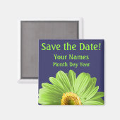 Groene Daisy Flower Save the Date Custom Magneet (Voorkant / Achterkant)