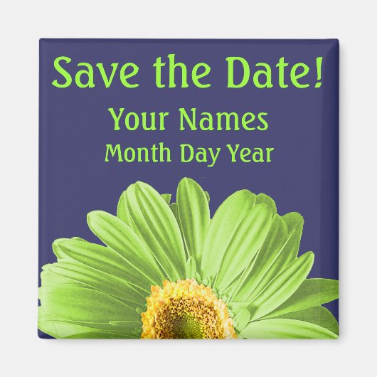 Groene Daisy Flower Save the Date Custom Magneet (Voorkant)
