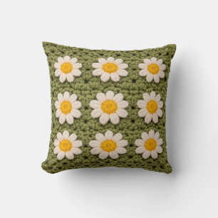 Groene Daisy Granny Square Haakpatroon Bloem R Kussen