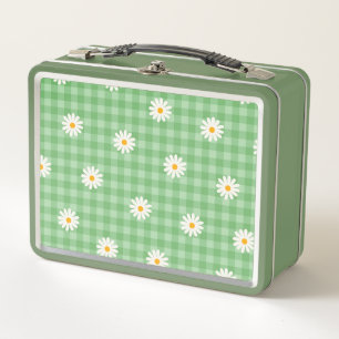 Groene Daisy Plaid Gingham Controleer bloemenpatro