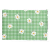 Groene Daisy Plaid Gingham Controleer bloemenpatro Kussensloop (Achterkant)