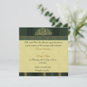 Groene Damask-bruiloft Kaart (Staand voorkant)