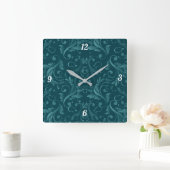 Groene Damask Custom Design Square Clock Vierkante Klok (Huis)