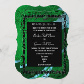 Groene damast elegante formele bruiloft kaart (Voorkant / Achterkant)