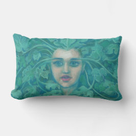 Groene dame/boskoningin, fantasiekunst kussen