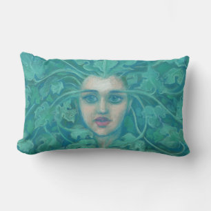 Groene dame/boskoningin, fantasiekunst kussen