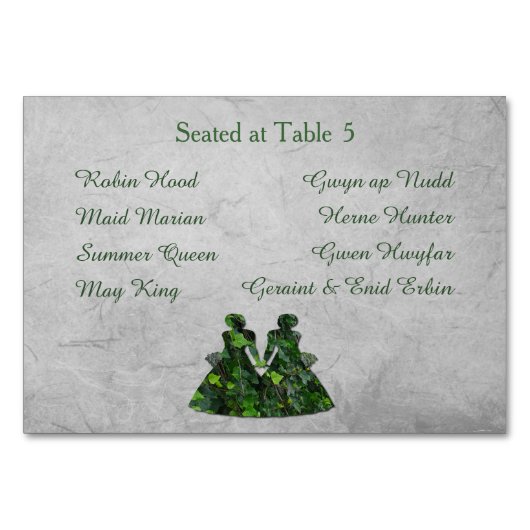 Groene dames Ivy & Silver Handfasting Table Card Kaart (Achterkant)