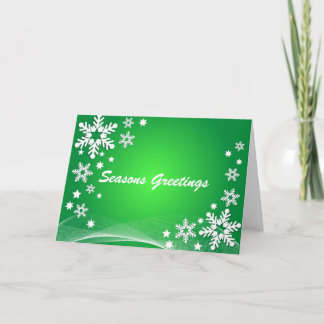 Groene de verwezenlijking van de sneeuwvlok feestdagen kaart