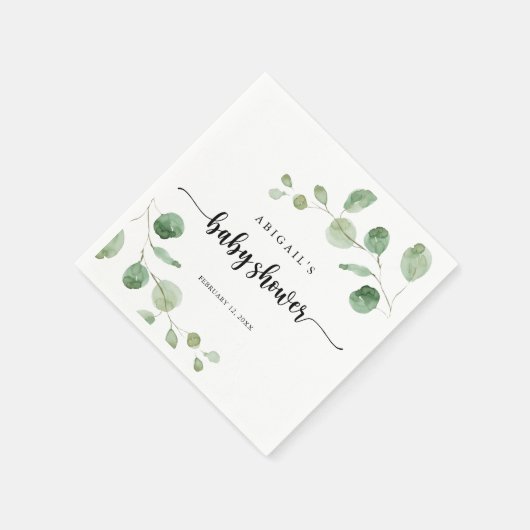 Groene Delight Eucalyptus Baby shower servetten (Hoek)