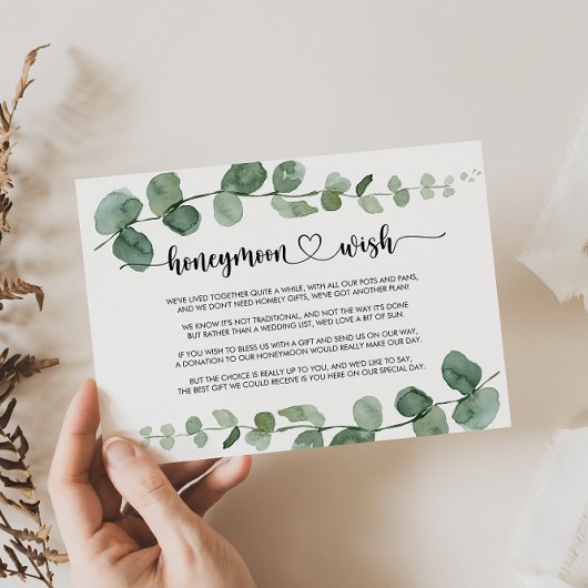 Groene Delight Eucalyptus Honeymoon Wens Informatiekaartje