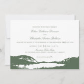 Groene dennen en bergmeer | Bruiloft Kaart (Voorkant)