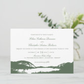 Groene dennen en bergmeer | Bruiloft Kaart (Staand voorkant)