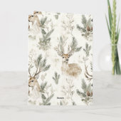 Groene dennenappels herten Kerstmis Kaart (Achterkant)