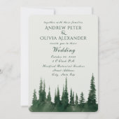 Groene dennenboom Evergreen Bos bruiloft Kaart (Voorkant)