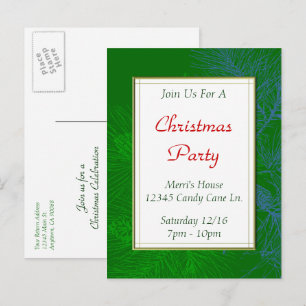 Groene dennenpatroon Custom Christmas Party Briefk Briefkaart