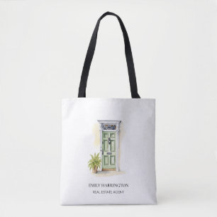 Groene Deur Watercolor Logo Makelaar Draagtas
