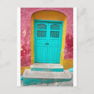 Groene deuren schilderachtige houten ingang briefkaart