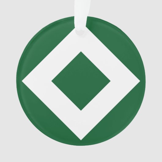 Groene diamant, blauwe witte rand ornament (voorkant)