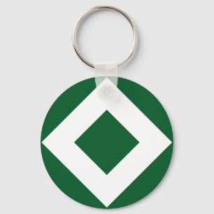 Groene diamant, blauwe witte rand sleutelhanger