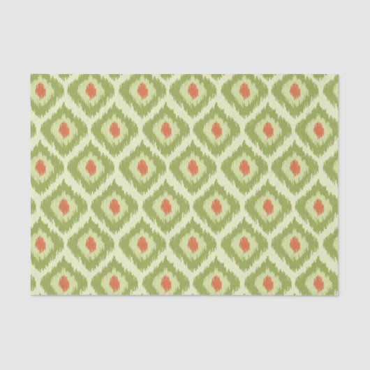 Groene Diamant Ikat Patroon Tissuepapier (Voorkant)