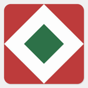 Groene diamant, Vette witte grens aan rood Vierkante Sticker