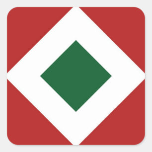 Groene diamant, Vette witte grens aan rood Vierkante Sticker