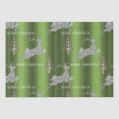 Groene Diamante Rendier Kerst Tissue Paper Tissuepapier (Voorkant)