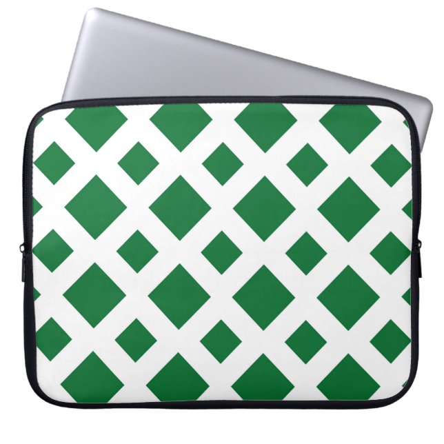 Groene diamanten op wit laptop sleeve (Voorkant)