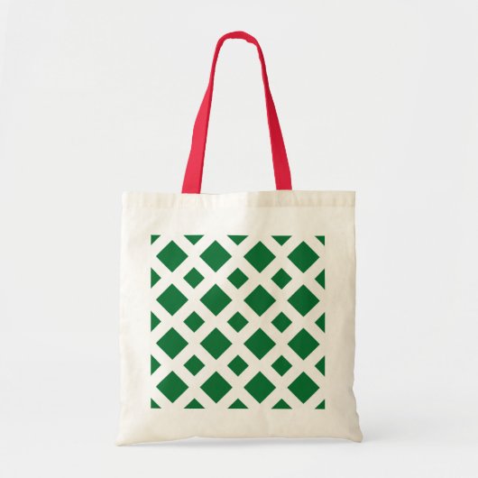 Groene diamanten op wit tote bag (Voorkant)