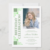 Groene Digitale Lijst Hoek Foto Verjaardag Kaart (Voorkant)