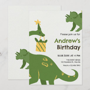 Groene dino verjaardag kaart