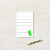 Groene Dinosaur houdt van Football Post-it® Notes (Op bureau)