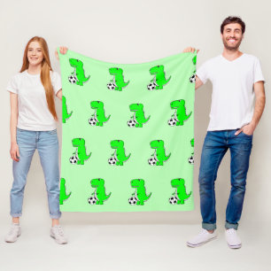 Groene Dinosaur houdt van het Cartoon van de Voetb Fleece Deken