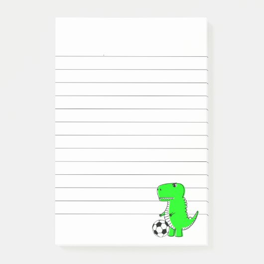 Groene Dinosaur houdt van ingesloten voetbal Post-it® Notes (Voorkant)