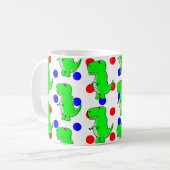 Groene Dinosaur Red Blue Polka Dot Pattern Koffiemok (Voorkant links)