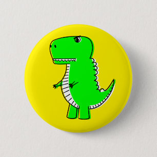 Groene Dinosaur Tekening Geel Ronde Button 5,7 Cm
