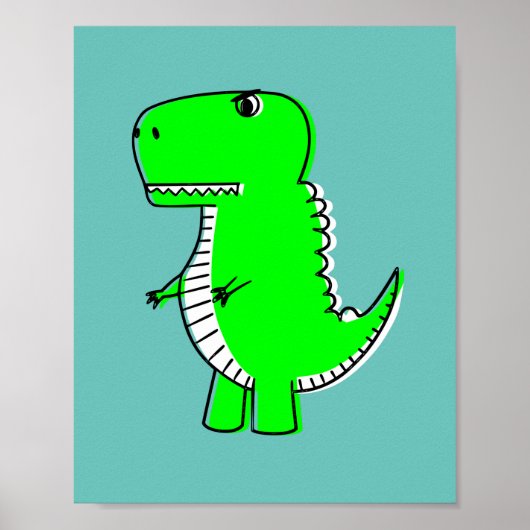 Groene Dinosaur Tekening Poster (Voorkant)