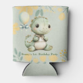 Groene dinosaurus 1e verjaardagsfeestje cadeau blikjeskoeler (Voorkant)