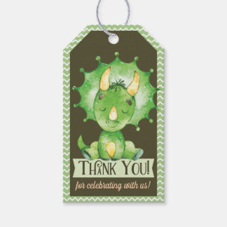 Groene Dinosaurus Baby shower Dank u Cadeau Label Cadeaulabel