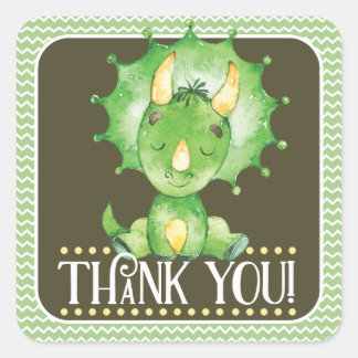 Groene Dinosaurus Dank u Sticker