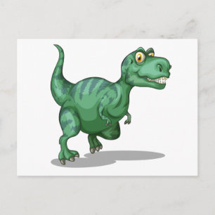 Groene dinosaurus die alleen staat op wit briefkaart