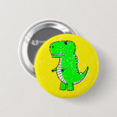 Groene Dinosaurus Distressed Tekening Geel Ronde Button 5,7 Cm (Voorkant /achterkant)