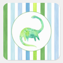 Groene Dinosaurus en strepen sticker